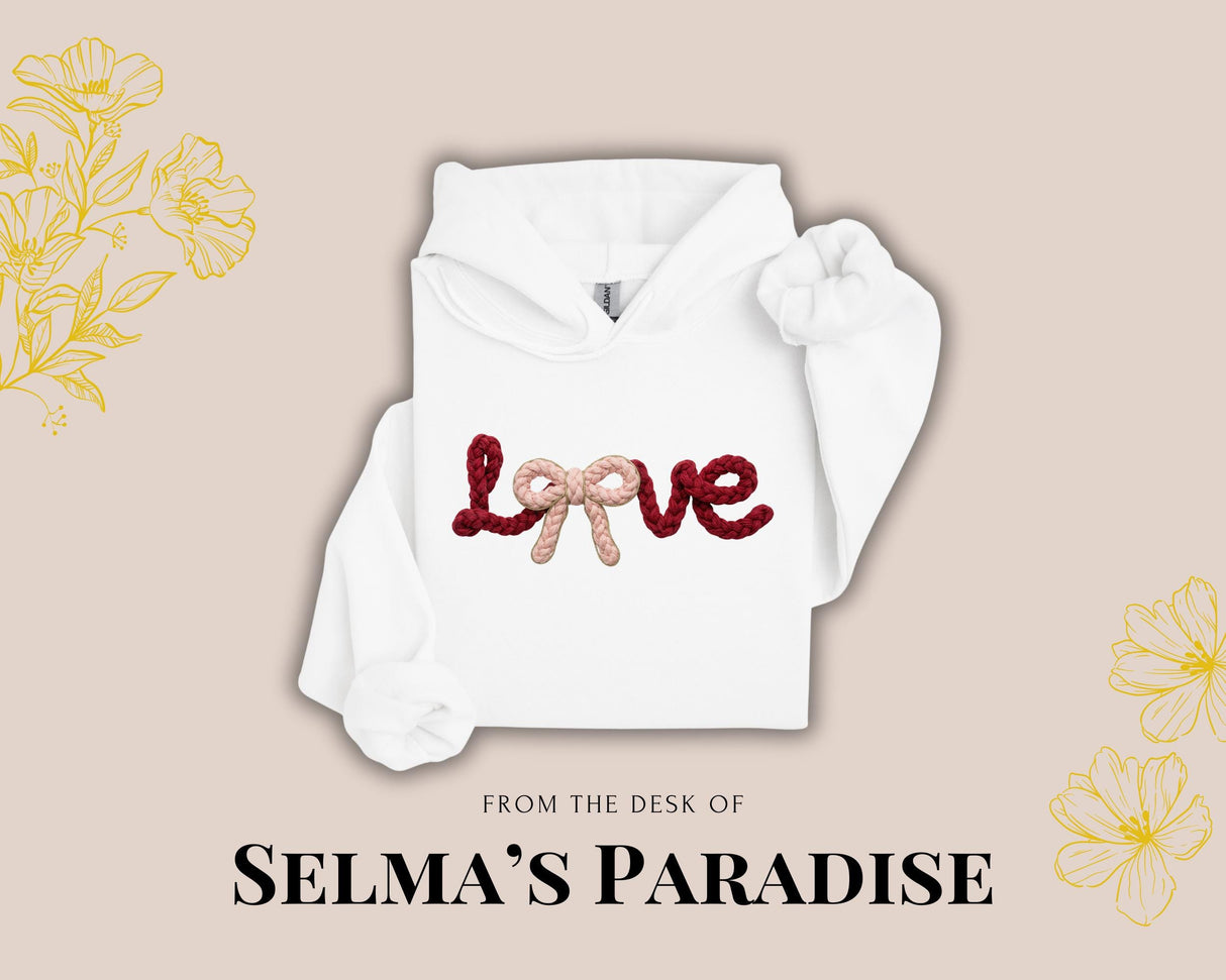 Love Bow Hoodie | Valentine’s Day Hoodie | Cute Love Sweatshirt | Romantic Unisex Hoodie | Valentine Gift for Her