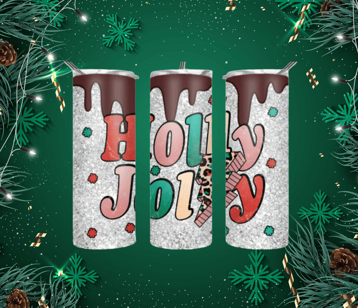 holly christmas design tumbler personalized 20oz tumbler christmas decor water bottle skinny teacher tumbler unique holiday gift.jpg