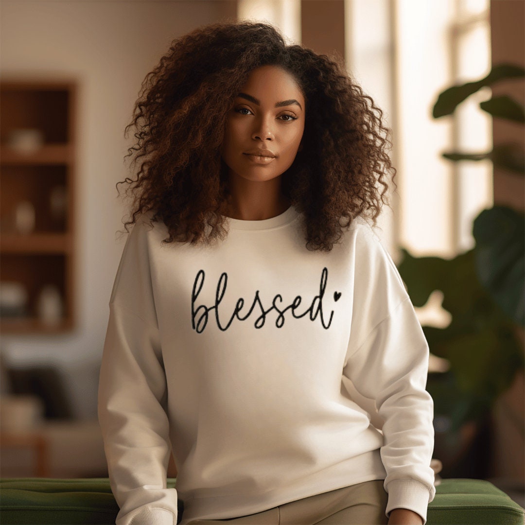 Embroidered 'Blessed' Sweatshirt: Unisex Cozy Pullover