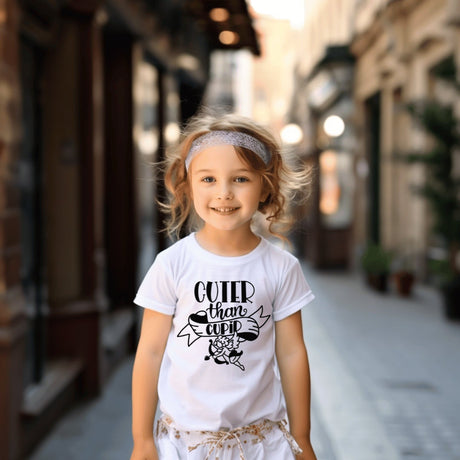 Kids Valentine Shirt, Trendy custom tshirt, Girls shirt, Birthday Gift, holiday Gift, Cutter than cupid Design, Unisex Tshirts, DTF images