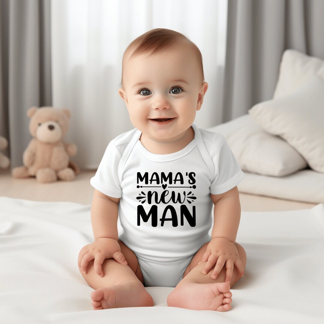 Mama's New Man Onesie Design, Personalized Bodysuit, Trendy Onesie, Custom Design Onesie, Baby Onesie, Baby Shower Gift, Unisex Baby Clothes