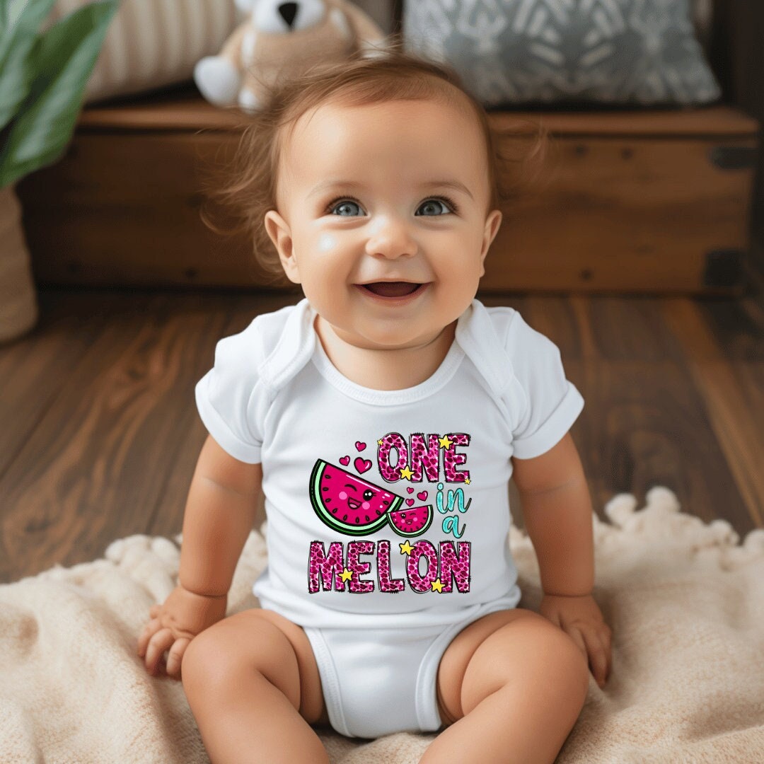 One in a Melon Design Onesie, Personalized Bodysuit, Custom Text Personalized Bodysuit, Baby shower Gift, Trendy Onesie, Stylish Baby Clothe