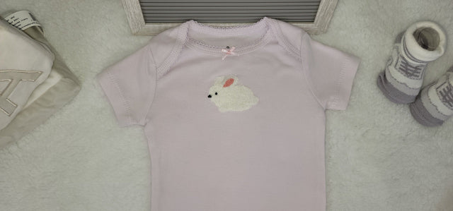bunny design baby onesie 9 month baby girl onesie baby girl lavender onesie baby gift trendy stylish infant girl clothes baby romper.jpg