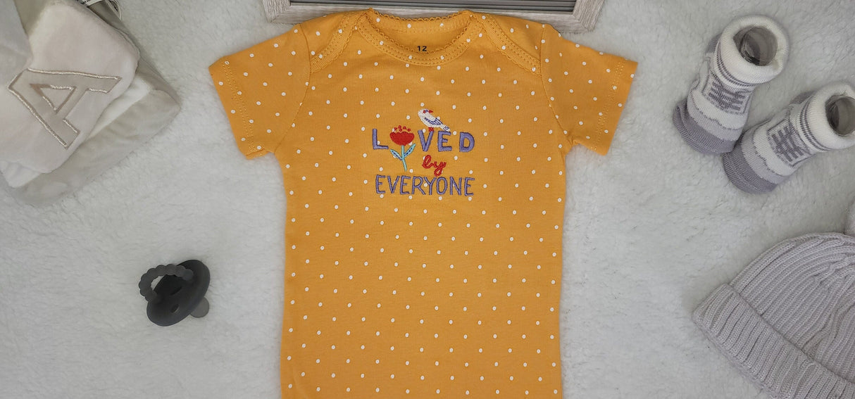 loved by everyone onesie white dots baby girl onesie 12 month baby girl bodysuit cute baby girl outfit infant girl clothes baby romper.jpg