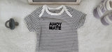 ahoy mate design onesie white black stripes onesie 6 month baby bodysuit trendy infant baby romper stylish onesie baby shower gift.jpg