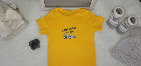 daddys son design yellow onesie 9 month baby boy onesie cute design baby bodysuit trendy style baby bodysuit baby shower gift.jpg