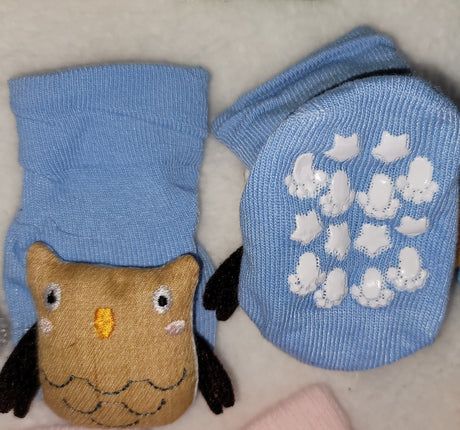 Organic Cotton Grip Baby Socks: Character Anti-Slip Socks
