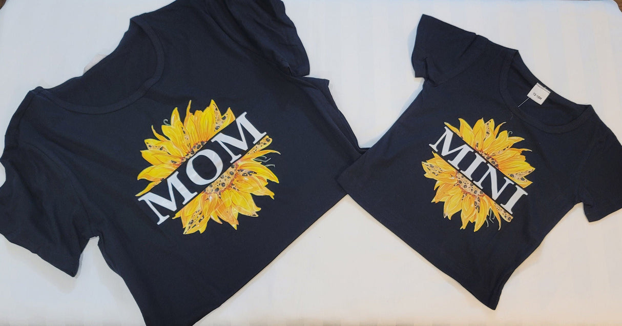 Sunflower Mom and Mini Matching Cotton Blend Tops