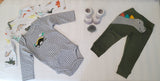 baby clothes dino 3pcs coming home outfit vintage baby clothes 6 and 12 months baby outfit gray stripe onesie newborn baby shower gift.jpg