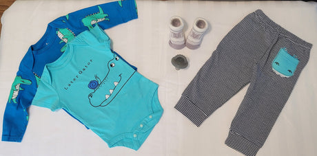 3pcs gator baby clothes later gator boys set baby gift boys blue onesie coming home outfit boys stripe pants vintage baby clothes.jpg