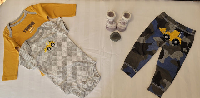 3pcs baby clothes tunka truck baby clothes tough like daddy onesie gray white stripes custom gift boy rompers baby shower gift.jpg