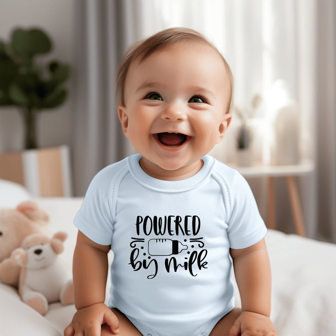 Power By Milk Design Baby Onesie: Trendy Unisex Bodysuit