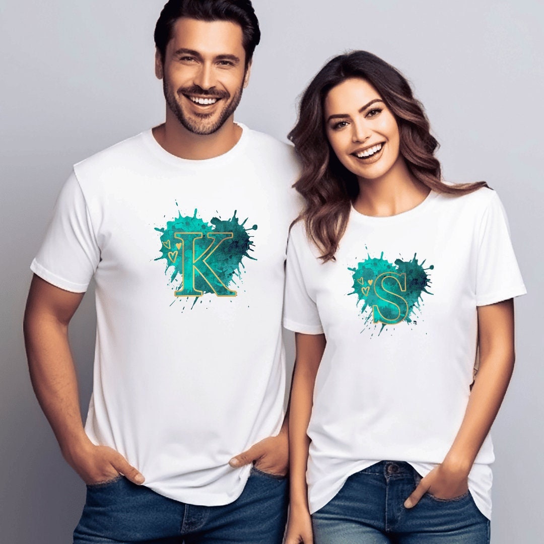Teal/Gold Letter Personalized T-Shirt: Custom Unisex Tee