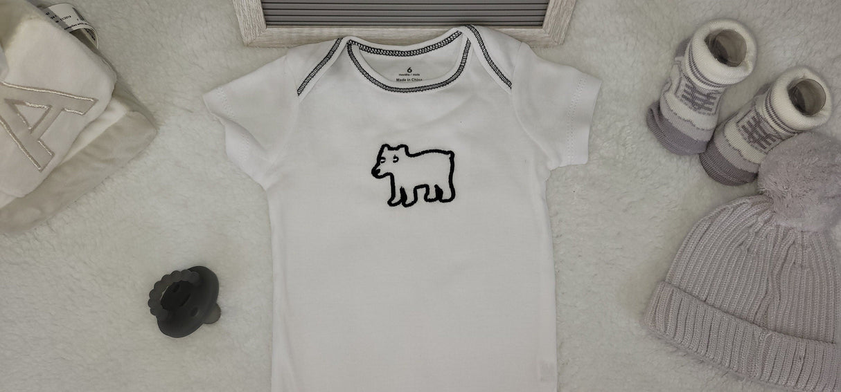 bear design onesie white baby boy bodysuit 6 month baby boy onesie trendy infant baby romper stylish onesie baby shower gift.jpg