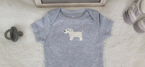 doggy design gray onesie 6 month baby boy onesie trendy infant baby romper stylish onesie baby shower gift newborn boy outfit.jpg