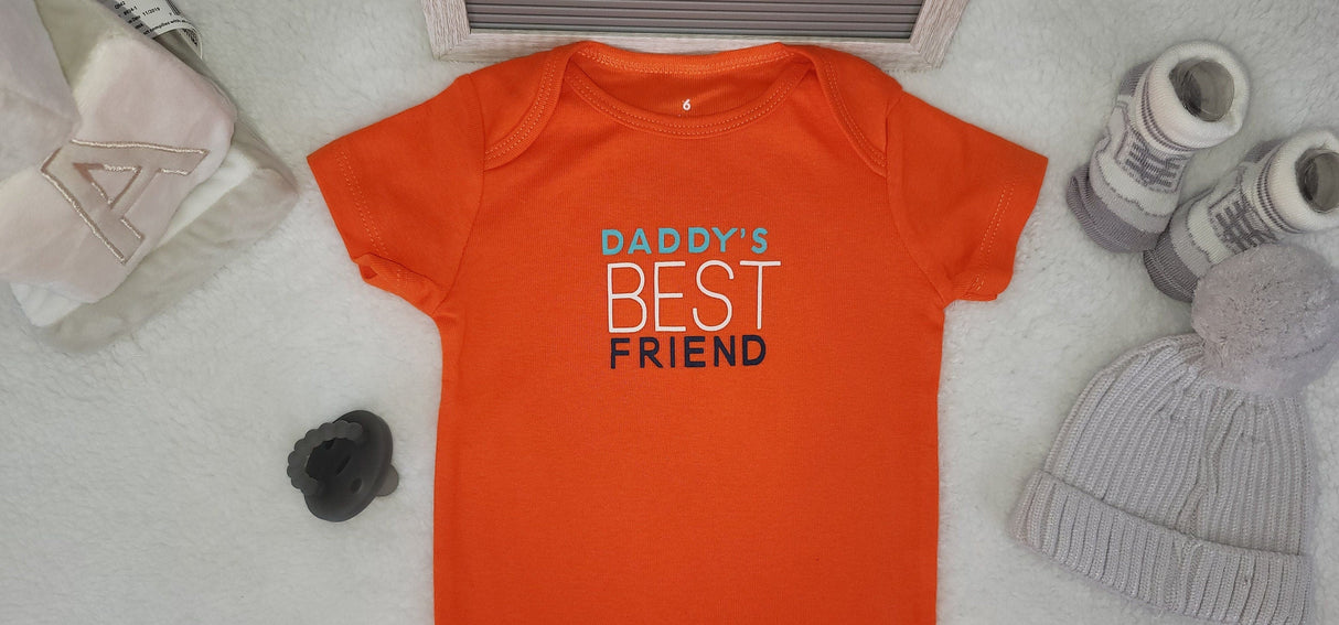 daddy&#39;s best friens design onesie 6 month baby boy orange onesie baby shower gift cute design baby bodysuit trendy style baby bodysuit.jpg