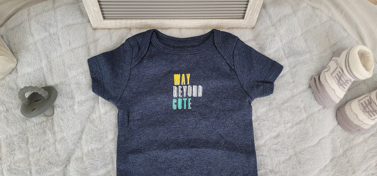 way beyond cute design blue onesie 6-month baby boy onesie baby shower gift cute design baby bodysuit trendy style baby bodysuit.jpg