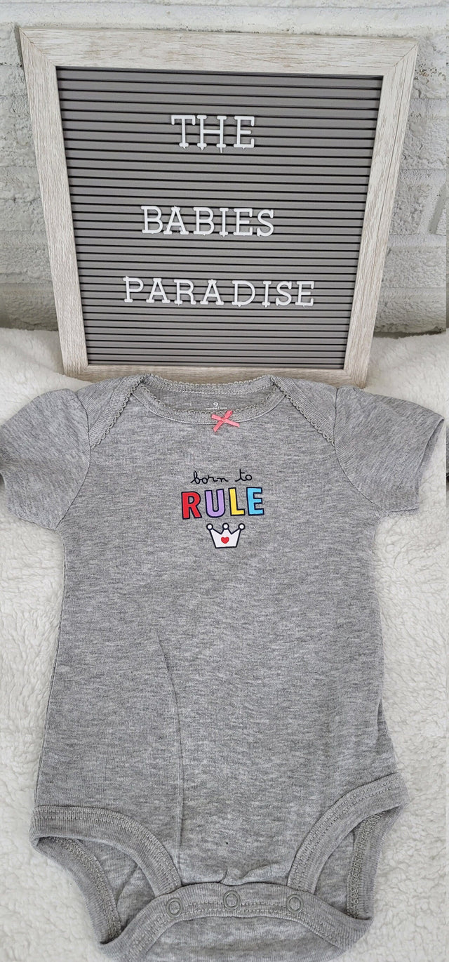 born to rule gray onesie 9 month baby girl bodysuit cute baby girl outfit infant girl clothes romper trendy style baby bodysuit.jpg