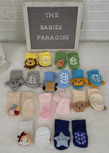 Organic Cotton Grip Baby Socks: Character Anti-Slip Socks