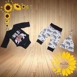 Baby Camo Romper Set: Newborn Onesie, Pants & Beanie