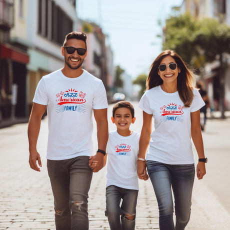 Stylish Patriotic family matching T-shirts, Independence Day Design Tees, Custom Design Tees, All American family, Holiday matching shirt