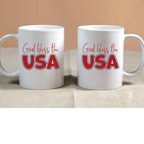 God Bless USA Coffee Mug: Personalized Patriotic Gift, 15oz Ceramic