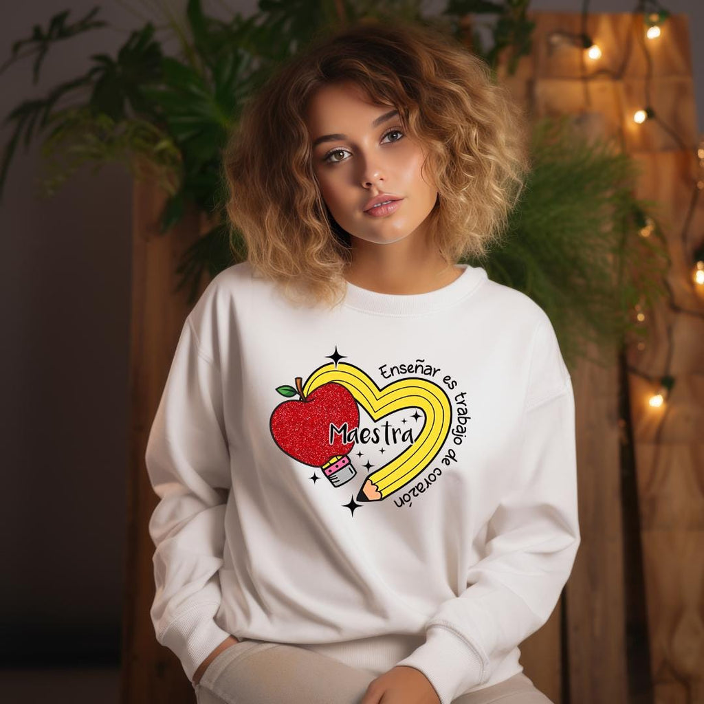 Spanish Sweatshirt, Personalized Sweater, Stylish Designs, Trendy Spanish Design, Custom Gift, Diseño en Español, Diseño Maestra.