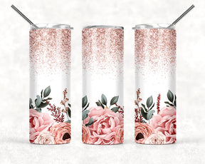 Personalized Floral Stainless Steel Tumbler: Custom 20oz Insulated Coffee Cup