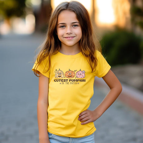 Kids Cutest Pumpkin Shirt, Trendy custom t shirt, Girls/Boy shirt, Birthday Gift, holiday Gift, Unisex T shirts, DTF images