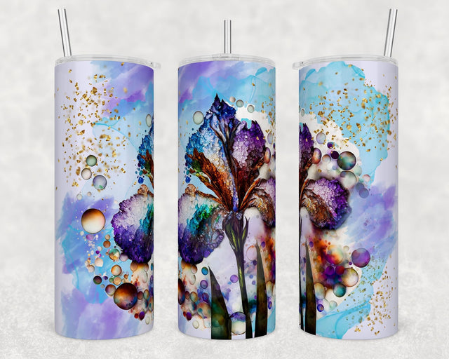 Personalized Floral Insulated Tumbler: Engraved Stainless Steel 20oz Coffee-Tea Cup