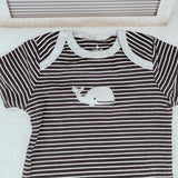 whale design onesie white black stripes bodysuit trendy infant baby romper stylish onesie baby shower gift 6 month baby boy onesie.jpg