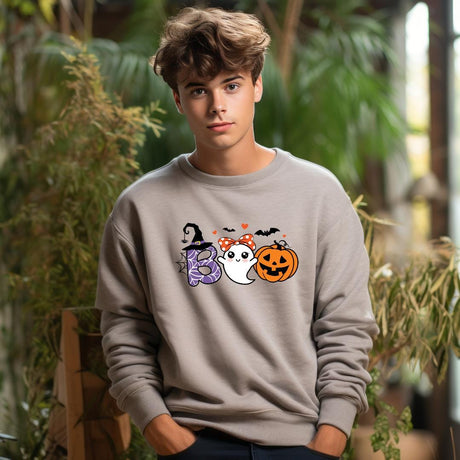 Halloween Sweatshirt Vintage Pumpkin Boo Crewneck Pullover Fall Long Sleeve Graphic Sweatshirt