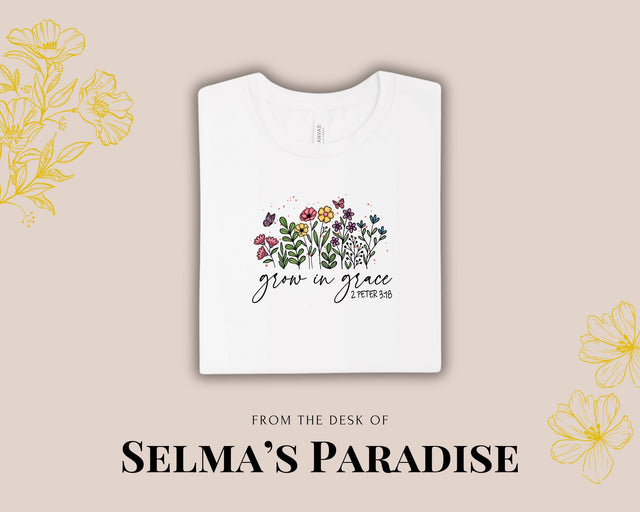 Grow in Grace T-Shirt: Spiritual Flower Print, Unisex Cotton Blend