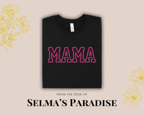 Embroidered Mama T-Shirt: Retro 70s Mom Life Tee