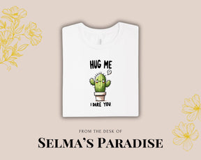 Hug Me I Dare You Cactus T-Shirt, Short Sleeve Oversized Unisex Tee, Personalized Stylish Holiday Top