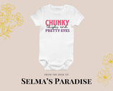 Chunky Thighs and Pretty Eyes Onesie, Personalized Baby Boy Bodysuit, Custom Baby Clothes, Shower Gift, for Boys
