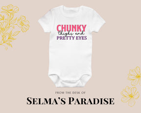 Chunky Thighs and Pretty Eyes Onesie, Personalized Baby Boy Bodysuit, Custom Baby Clothes, Shower Gift, for Boys