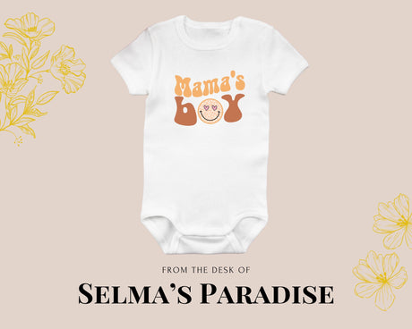 Mamas boy Design Onesie, Personalized Bodysuit, Custom Text Baby Onesie, Birth reveal Baby Onesie, Baby Announcement Onesie, BabyShower Gift