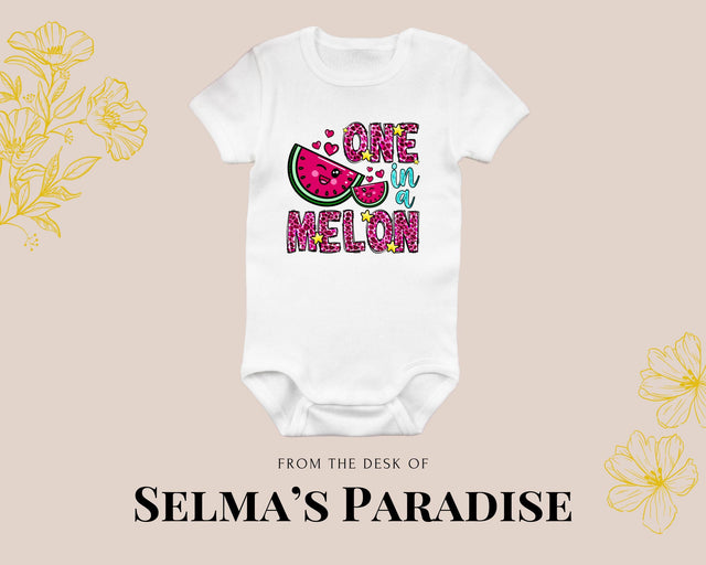 One in a Melon Design Onesie, Personalized Bodysuit, Custom Text Personalized Bodysuit, Baby shower Gift, Trendy Onesie, Stylish Baby Clothe