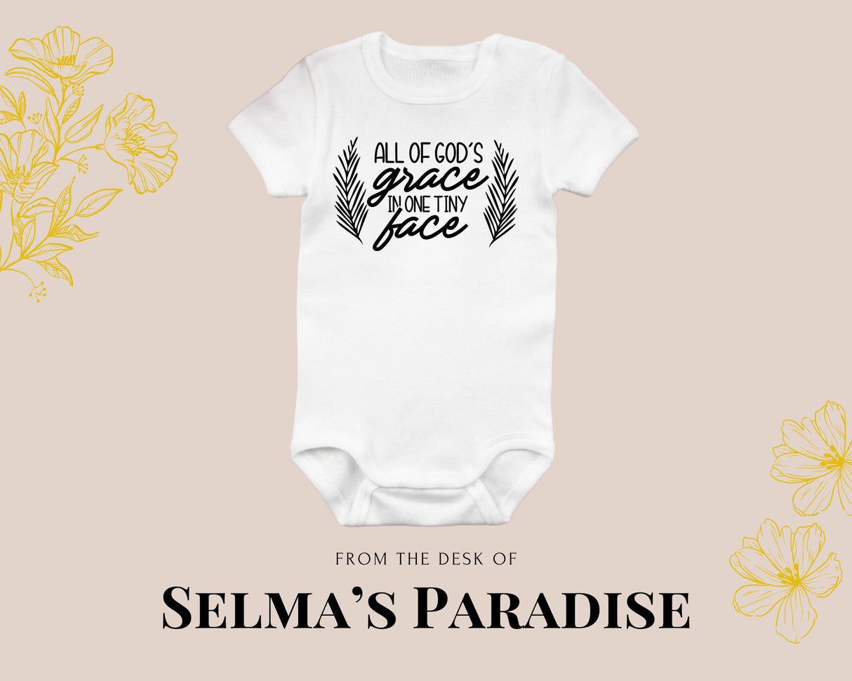 All of Gods Grace Design Onesie, Personalized Bodysuit, Custom text Baby Onesie, Baby Shower Gift, Cute Baby Bodysuit, Trendy Quote Onesie