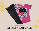 Girls Pink Set, Black Stretchy Tights, Girls Soft Clothing, Girls Shirt and Pants,Girls Gift Set,Doll Design, Girls Clothes,Trendy Girls Set