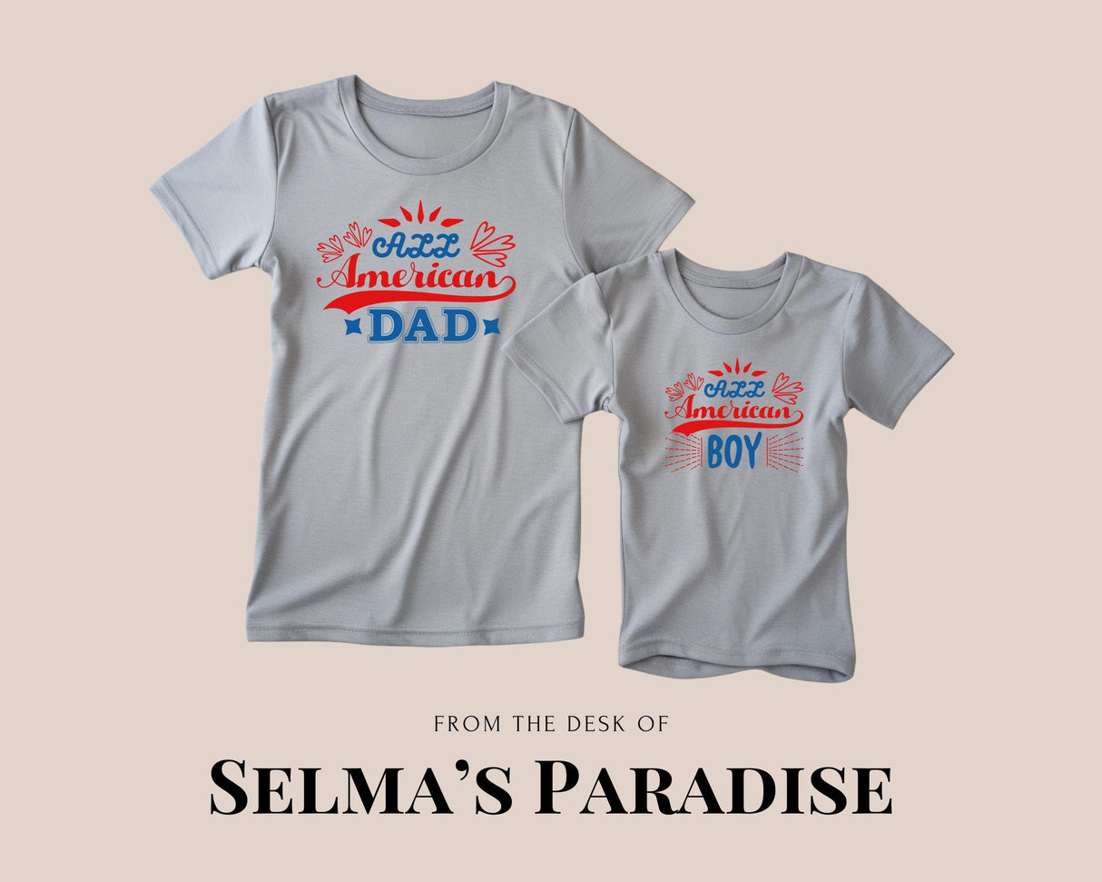 All American Guy/Boy Matching Family T-Shirt: Patriotic 4th of July Tee