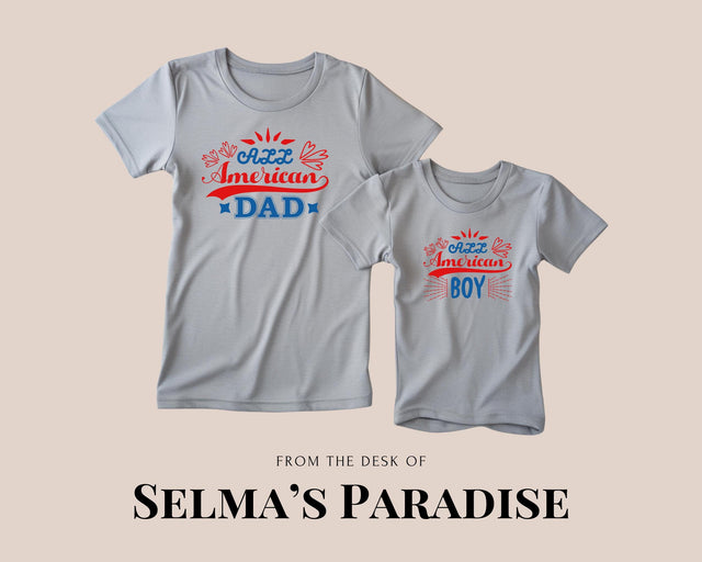 All American Guy/Boy Matching Family T-Shirt: Patriotic 4th of July Tee