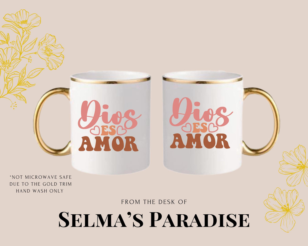 Dios Es Amor Spanish Coffee Mug: Personalized Ceramic Tea Cup, 15 oz