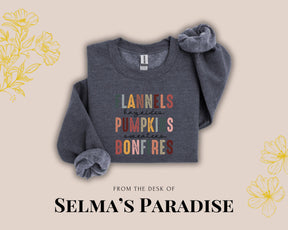 Autumn Pullover Sweatshirt - Casual Crewneck Long Sleeve Graphic Print Pumpkin Sweater for Hayrides & Bonfires