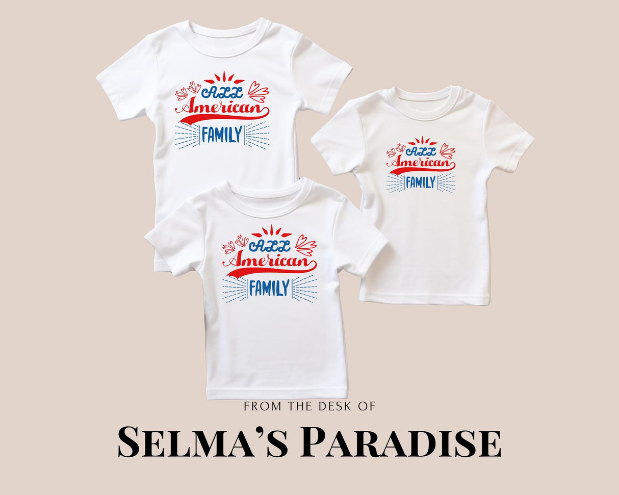 Stylish Patriotic family matching T-shirts, Independence Day Design Tees, Custom Design Tees, All American family, Holiday matching shirt