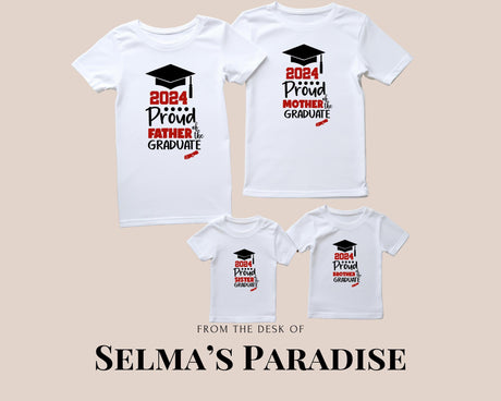 Proud Graduate Family T-Shirt, College Grad Shirt, Matching Short Sleeve Stylish School Graduation Shirts