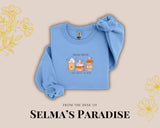 Coffee Design Sweatshirt Hocus Pocus Graphic Print Pullover, Trendy Long Sleeve Unisex Cozy Sweatshirt