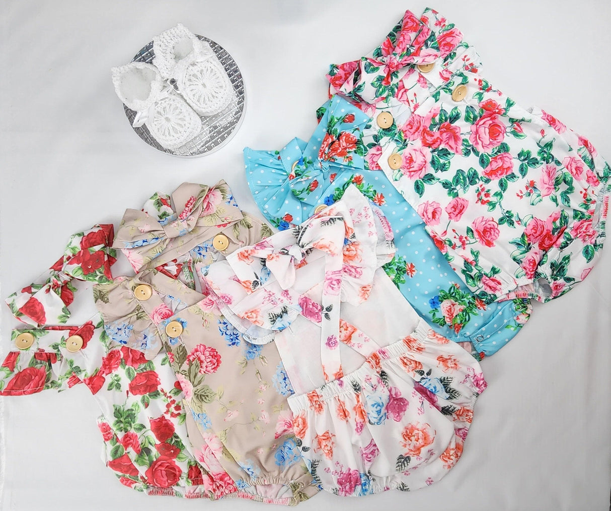 Girl Newborn Baby Clothes Baby Romper Ruffled with Headband