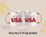 God Bless USA Coffee Mug: Personalized Patriotic Gift, 15oz Ceramic